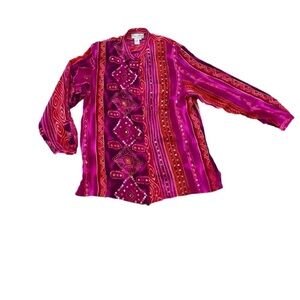 Diane Gilman Vintage 100% silk with beading blouse